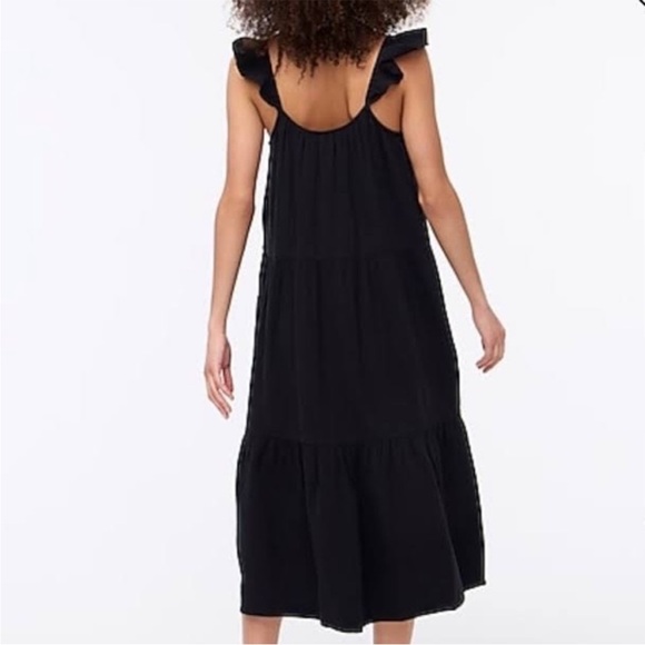 J. Crew Black Tiered Flowy Midi Dress Women’s XS Petite - Picture 2 of 9